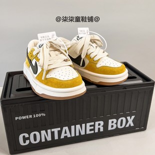 新款黄色休闲板鞋儿童2025秋季爆款女童软底运动鞋男童户外篮球鞋