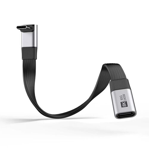 240W快充Type-C延长线公对母扁平全功能USB-C数据线80Gbps高速USB4雷电4手机电脑扩展坞L型弯头