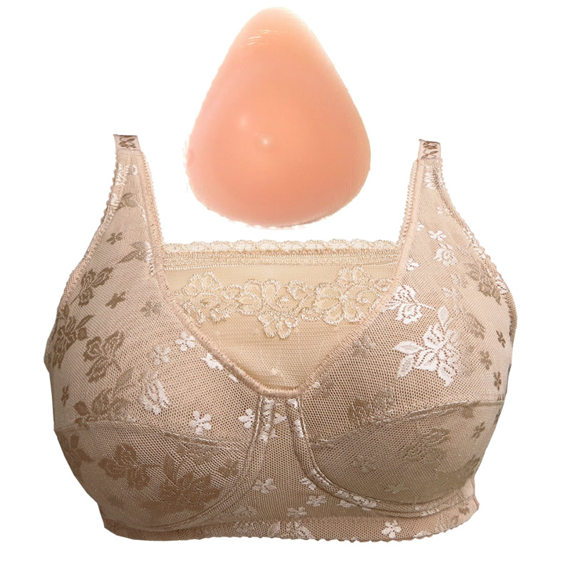 苾美二合一硅胶假乳房义乳文胸裹胸术后 自然形义乳红8103