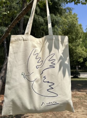 毕加索帆布包手绘帆布包大容量有拉链内袋的帆布包美术生帆布包