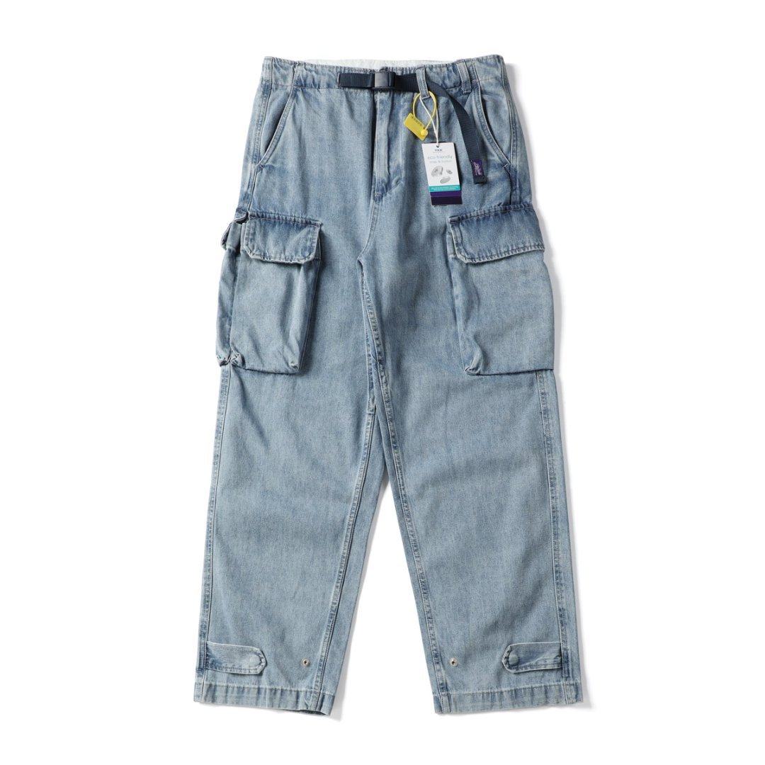 25AW日系潮流复古水洗牛仔裤立体多口袋紫标5365宽松廓形工装长裤