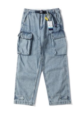 25AW日系潮流复古水洗牛仔裤立体多口袋紫标5365宽松廓形工装长裤
