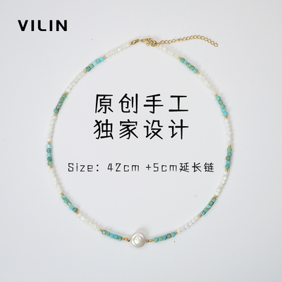 Vilin天然石锁骨链女手工项链