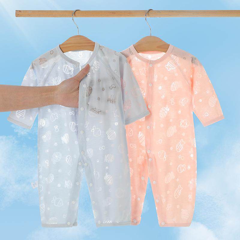 婴儿连体衣夏季薄款新生儿哈衣服宝宝春秋睡衣空调服打底外出夏装
