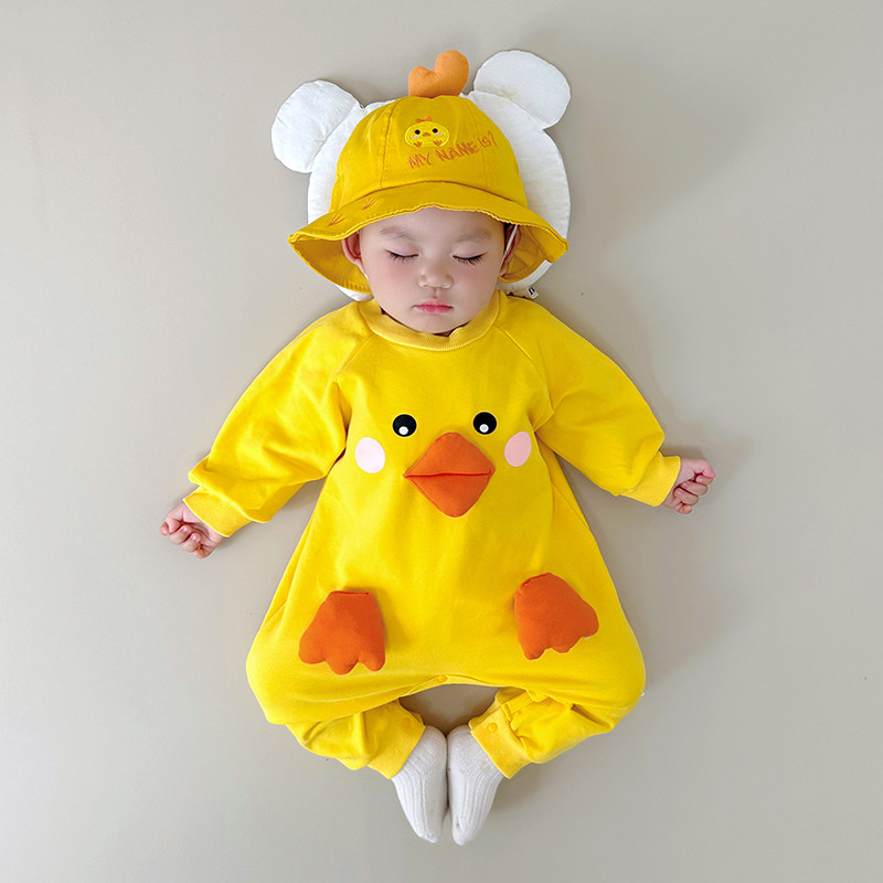 婴儿春季纯棉连体衣外出服可爱