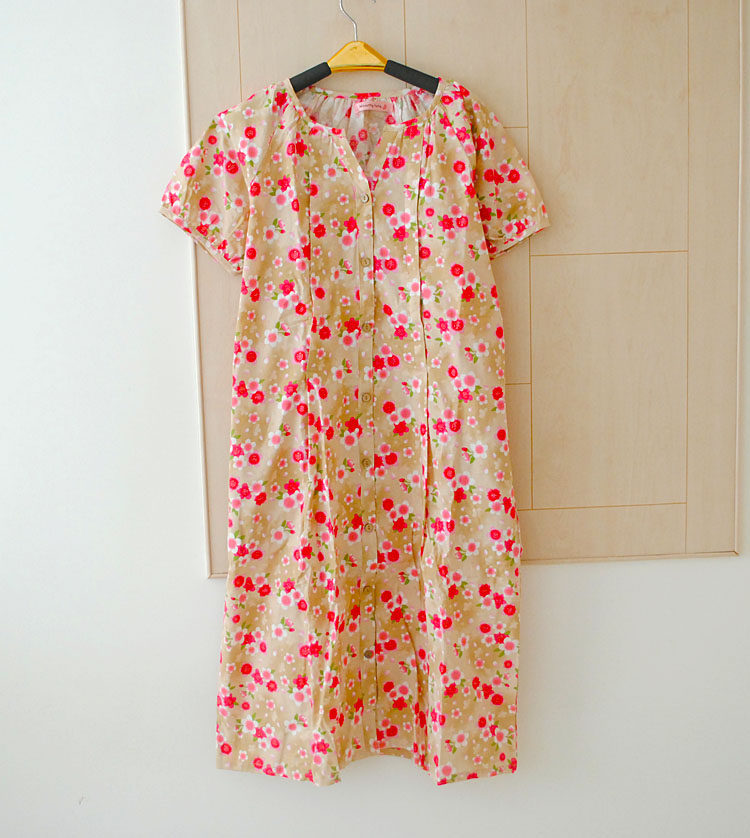 有口袋出口日本全棉布短袖哺乳裙产后服睡裙家居裙连衣裙子