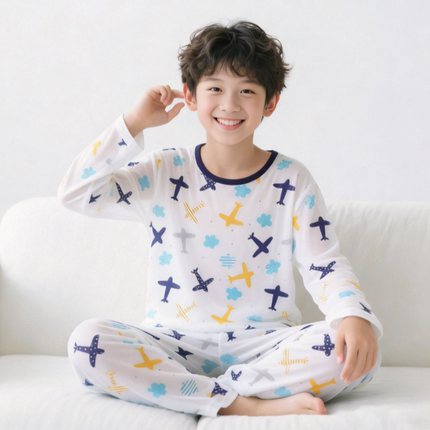 【优贝宜】儿童空调服套装100%纯棉夏季薄款家居服男女童睡衣