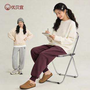 25年冬季新款儿童女童奥粒绒加绒加厚运动裤初高中生男校服卫裤子