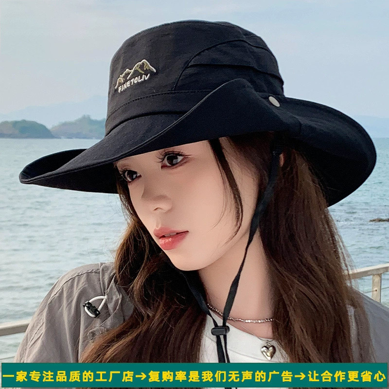 情侣款两用全棉大沿休闲渔夫帽子户外登山帽男女士出游大沿防晒帽