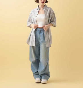 新款 T恤男女同款 薄款 衬衫 条纹宽松百搭短袖 日单PBLIM原单2024夏季