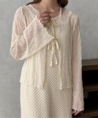 日单apres 女 开衫 jour原单2023夏新款 透明网纱提花防晒衣绑带衬衫