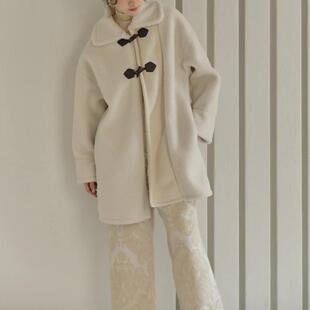 日单eaphi 原单2023秋冬新设计感小众撞色拼接牛角扣绒面加厚外套