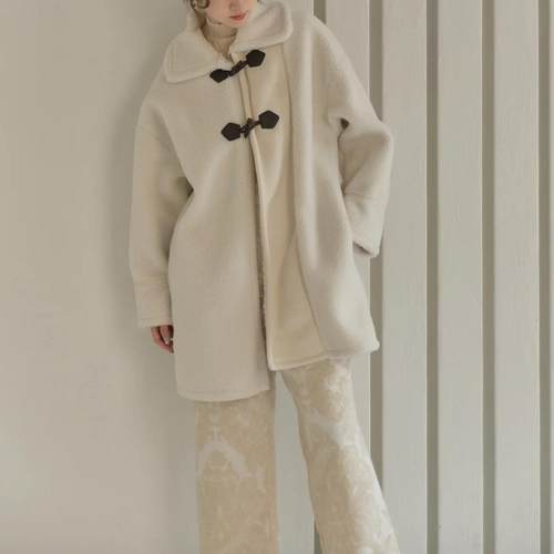 日单eaphi 原单2023秋冬新设计感小众撞色拼接牛角扣绒面加厚外套