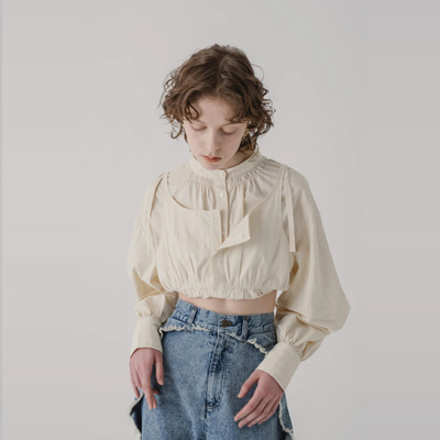 日单eaphi 原单2025新薄款小众设计感绑带收腰显瘦长袖衬衫上衣女