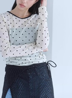 日单searoom原单2025早秋设计感波点长袖T恤女薄款简约百搭上衣女