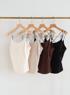 日单sear*om 原单2024春夏新款薄款设计感交叉吊带带胸杯背心吊带