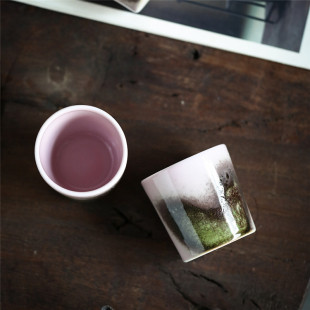 景德镇陶瓷手工苏打烧窑变茶杯主人杯品茗杯玉色粉单杯可乐杯茶具