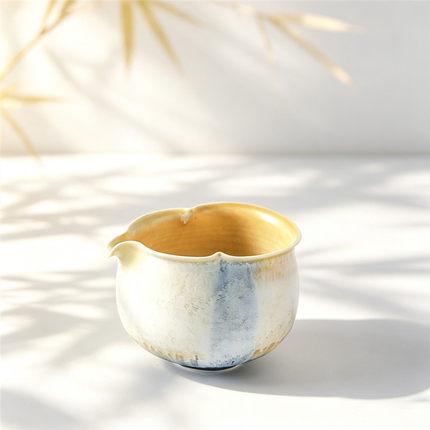 景德镇高温窑变极光蓝柠檬黄松针结晶釉公道杯匀杯陶瓷新中式茶具