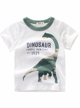 品牌三折特价撤柜清仓童装中小童男童恐龙短袖T恤纯棉潮9052