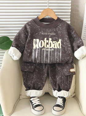 品牌特价撤柜秋冬新款0-4岁男童帅气字母休闲加厚两件套 YH255204