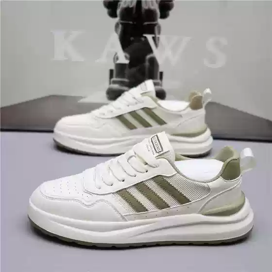 Spring Men's White Leather Shoes ins Korean Style Trendy Breathable Versatile Casual Shoes Popular Trendy Sneakers Men's Shoes