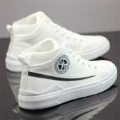 男高帮2022夏季 板鞋 透气男鞋 子休闲运动潮鞋 百搭中帮小白鞋 帆布鞋