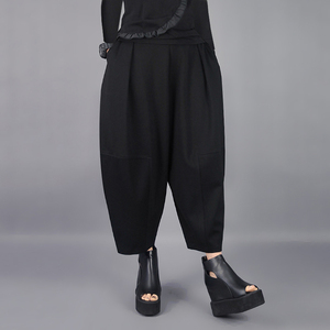 高腰九分裤2025秋冬女士休闲大码哈伦裤宽松阔腿灯笼裤女厚款