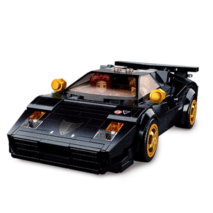 小鲁班积木复古汽车超跑兰博基尼康塔什赛车拼装积木模型儿童玩具