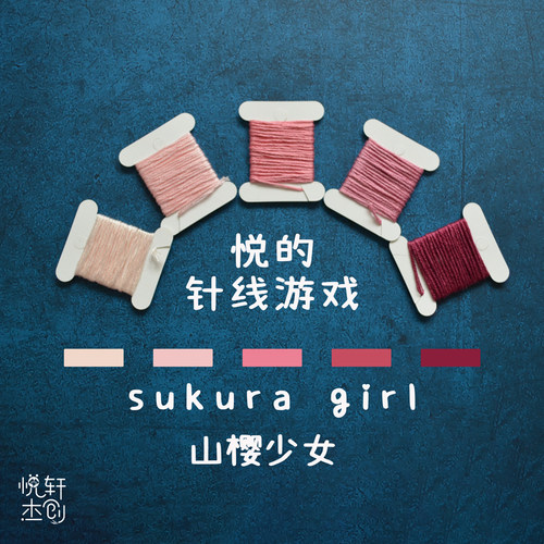 悦的针线游戏山樱少女粉色配色DMC原装进口分装刺绣25号棉绣线