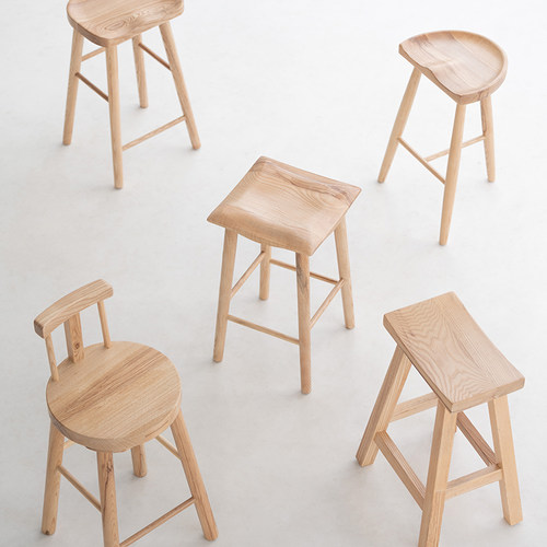 叁几白蜡木实木吧台高脚凳吧台凳