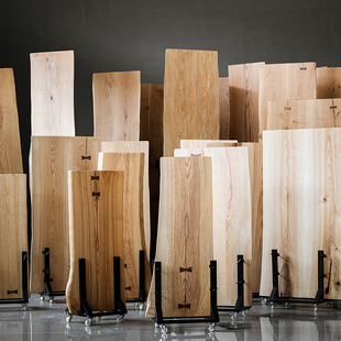 叁几白蜡木实木桌板原木大板桌整板双拼自然边茶台餐桌书桌岛台桌