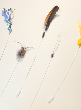 猫玩具仿真昆虫逗猫棒替换头猫咪丰容玩具苍蝇蟑螂手作小飞虫羽毛