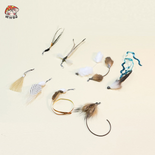 猫咪丰容玩具天然动物毛羽毛负鼠狼毛麝鼠羊毛孔雀鸸鹋鸵鸟猫玩具