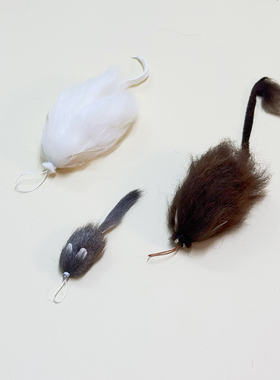 猫玩具逗猫棒猫咪丰容玩具鹿毛仿真老鼠逗猫棒替换头天然羊毛自嗨