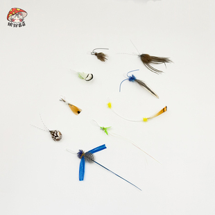 猫咪玩具仿真昆虫逗替棒替换头手工小飞虫羽毛苍蝇铃铛逗猫解闷