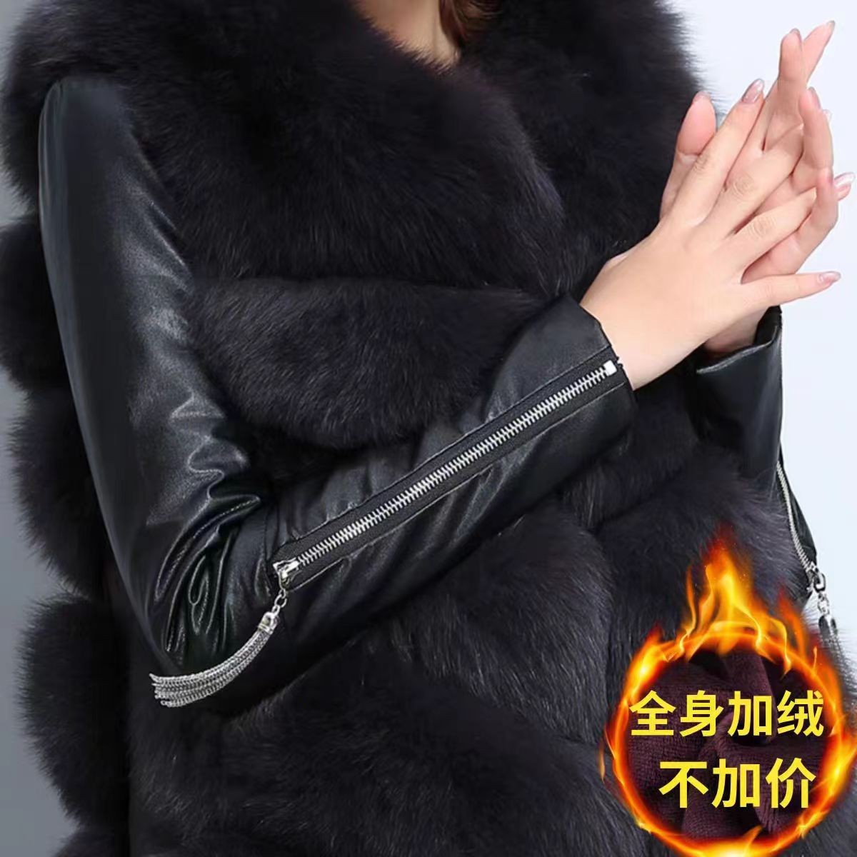 皮袖毛衣羽绒棉袖打底衫