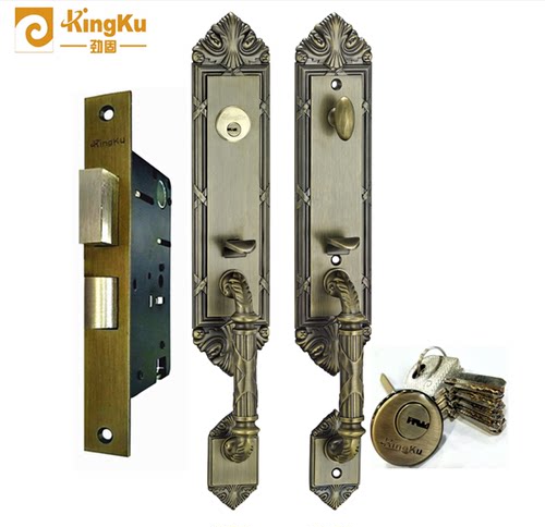 美国劲固欧款别墅双开大门锁大把手豪华大门木门锁 防盗子母门锁