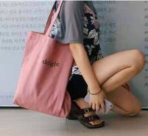 韩国慵懒大容量包包粉色简约字母帆布袋学生通勤斜跨单肩帆布包,箱包皮具/热销女包/男包,时尚帆布包,淘宝优惠券,粉丝福利购,淘宝优惠卷