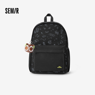 大容量背包 印花情侣包2026新款 商场同款 森马罗小黑双肩包男时尚