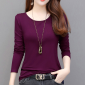 内搭秋衣薄款 春秋款 纯色打底衫 大码 简约舒适圆领上衣女 莫代尔长袖