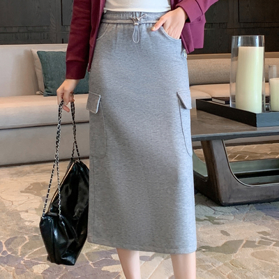 2025新款松紧腰口袋工装半身裙