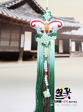 韩国原装进口韩服挂件/手绣蝴蝶叠穗挂件/新娘韩服挂件/H-P03315