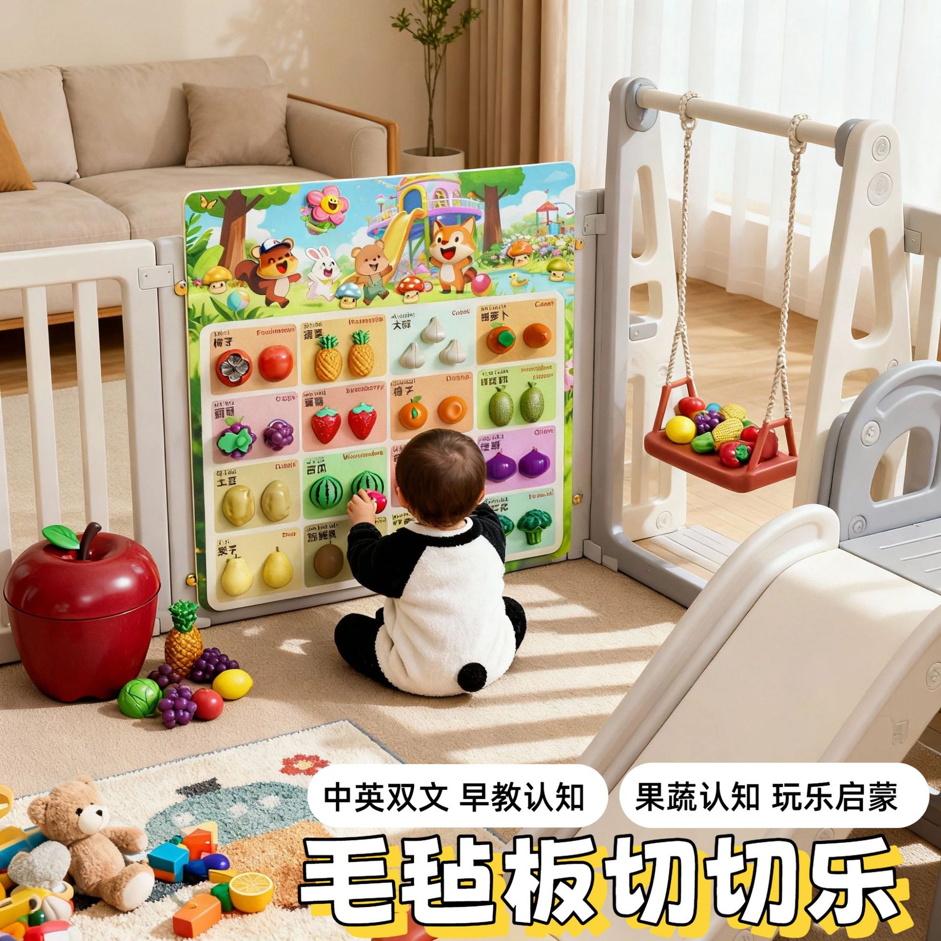 毛毡板切切乐玩具板diy儿童幼儿园宝宝家用墙贴树形认知益智水果