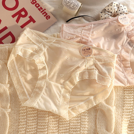 7A抗菌裆冰丝无痕女士内裤中腰纯棉裆夏季性感薄款速干大码短裤