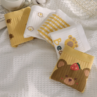 女生纯棉抗菌中腰学生全棉不夹屁股舒适甜美卡通可爱风三角裤 内裤