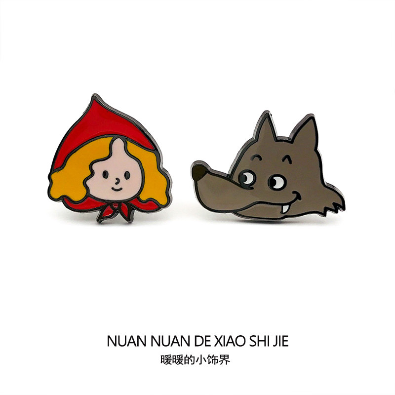 小红帽和灰太狼童话故事卡通可爱日系勋章书包别针金属胸针徽章