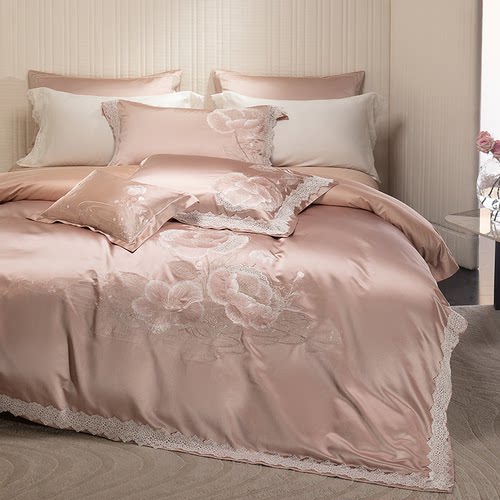 高端真丝棉新中式刺绣四件套