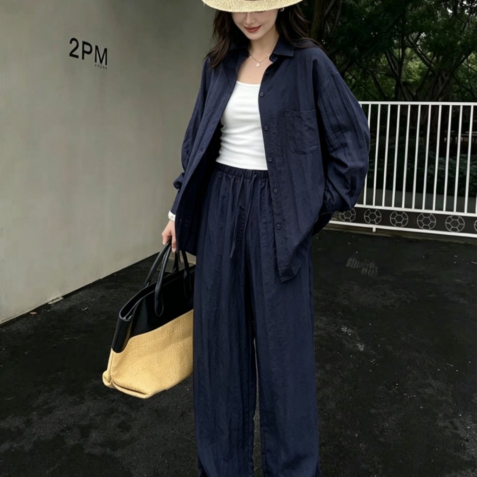 2026新款慵懒风蓝色条纹