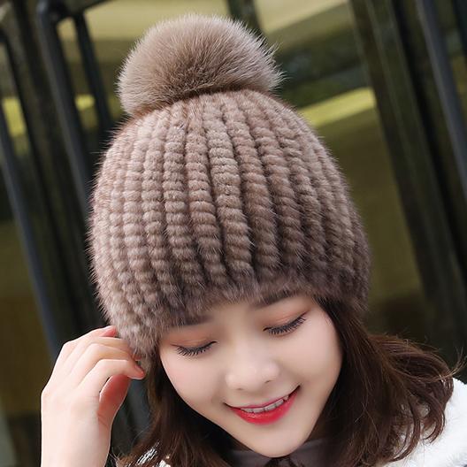 新款貂皮帽子女士保暖水貂潮