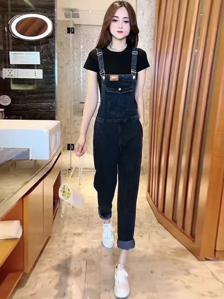 成套搭配女装2025夏装小个子穿搭一整套桔梗初恋牛仔背带裤两件套